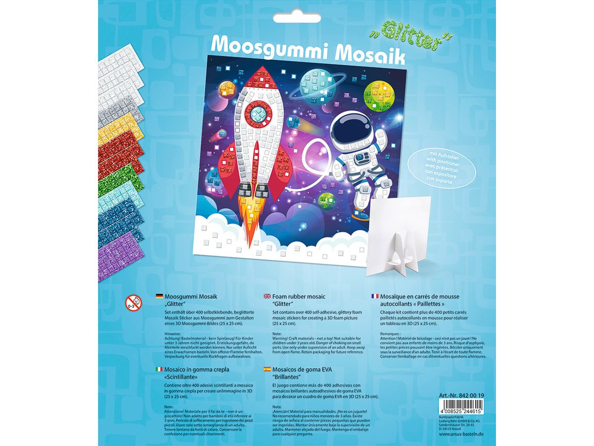 URSUS Mosaico gomma crepla 8420019 Scintill. Astronauta 25x25cm (4008525244615)