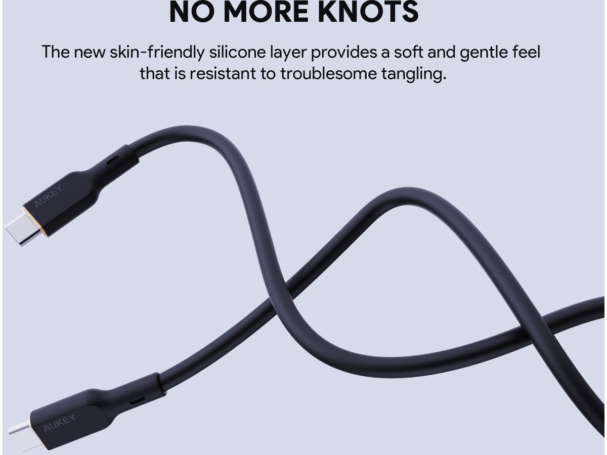 AUKEY Cable USB-C-to-C CB-SCC241 Silicone,1.0m,240W,Black (0689323787265)