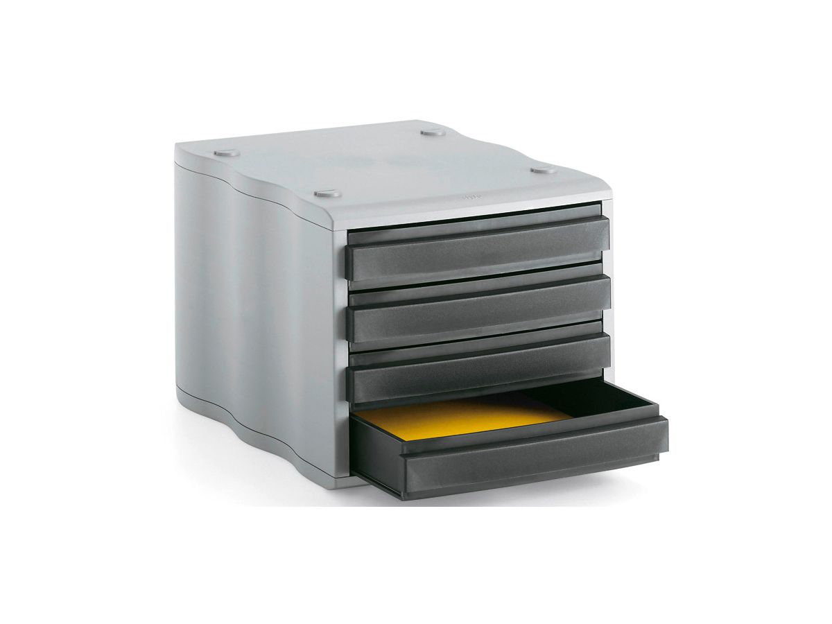 STYRO Scatola c. cassetti styrowave 248-8500.98 grigio/nero 4 cassetti (7612176101103)