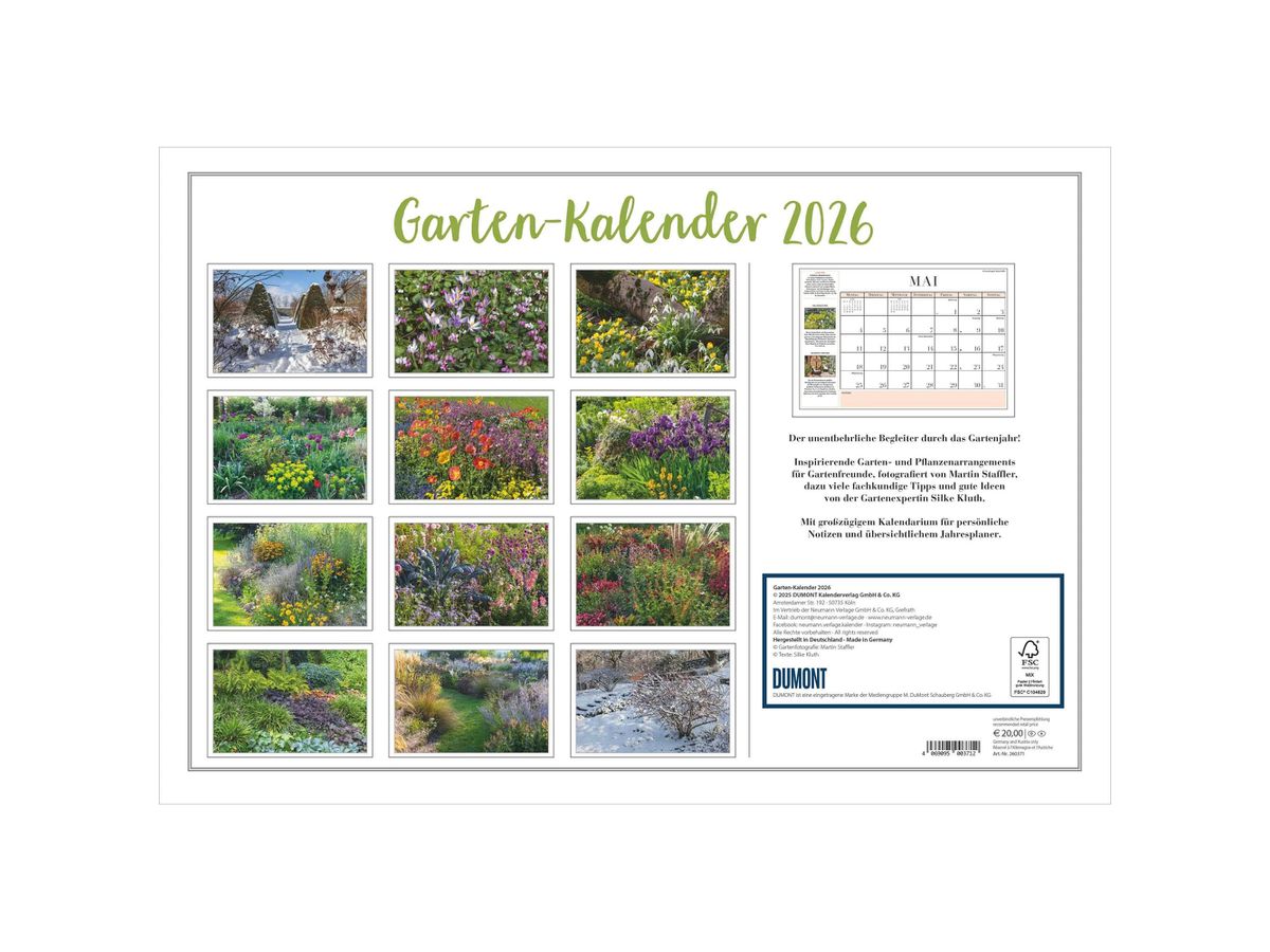 DUMONT Bildkalender 2026 260371 Garten-Kalender DE 42x29cm (4069095003712)