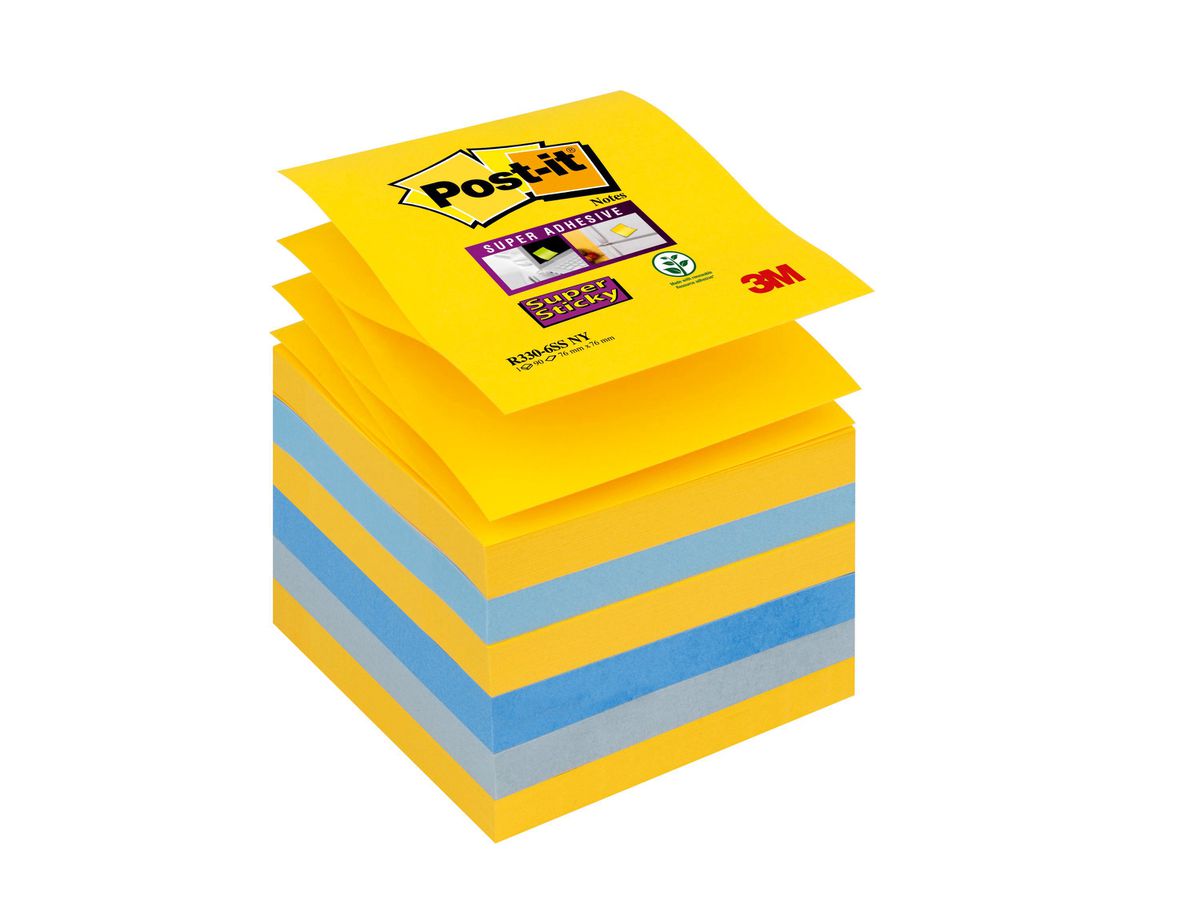 POST-IT Super Sticky Z-Notes 76x76mm R330-6SS-NY 4 couleurs 6 x 90 flls. (0638060653258)