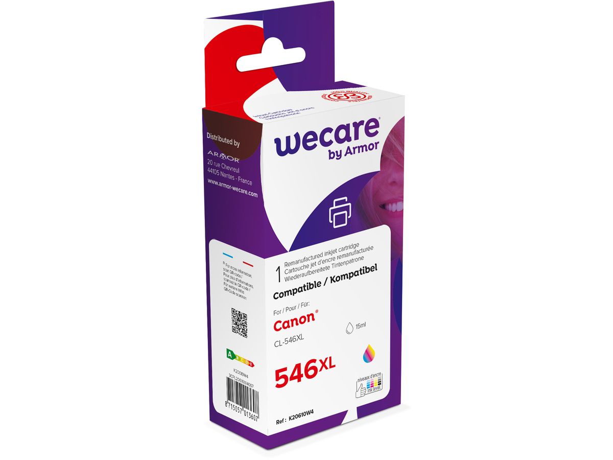 WECARE Inchiostro XL rebuilt color CL-546XLWE p. Canon PIXMA MG 2450 15ml (8715057013607)