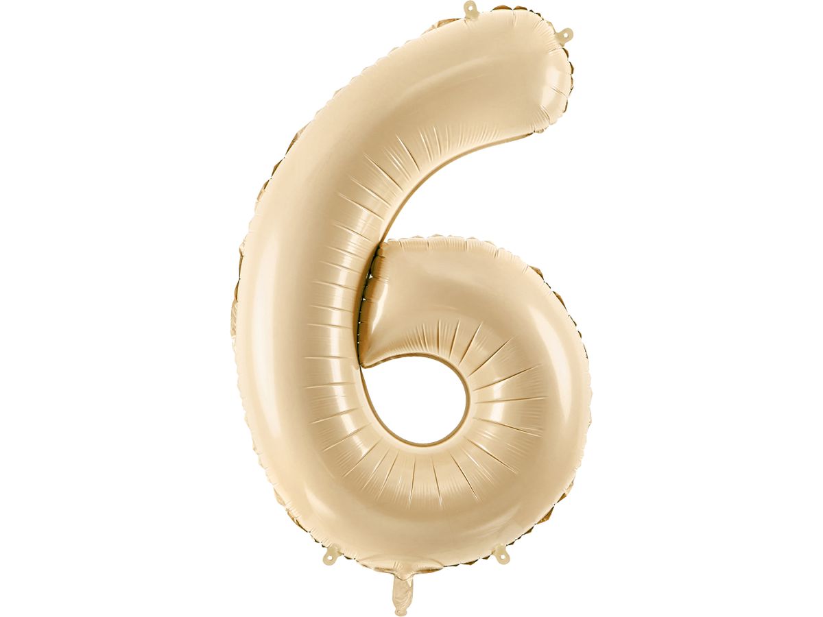 PARTYDECO Ballon en plastique no. 6 72cm FB230P-6-013 beige (5904555035188)