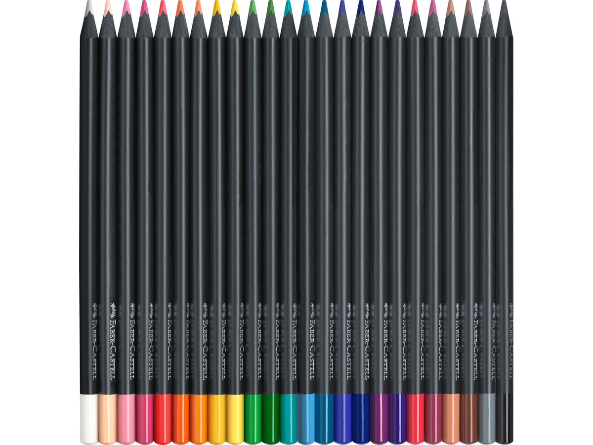 FABER-CASTELL Farbstifte Black Edition 116424 neon Farben ass. 24 Stück (4005401164241)