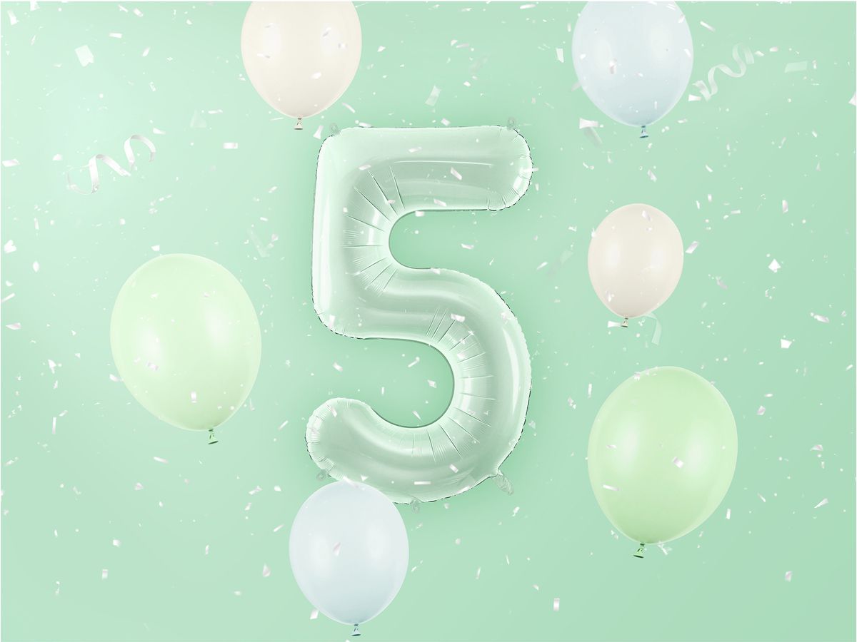 PARTYDECO Palloncino in foil no. 5 72cm FB230G-5-012 verde chiaro (5904555052673)