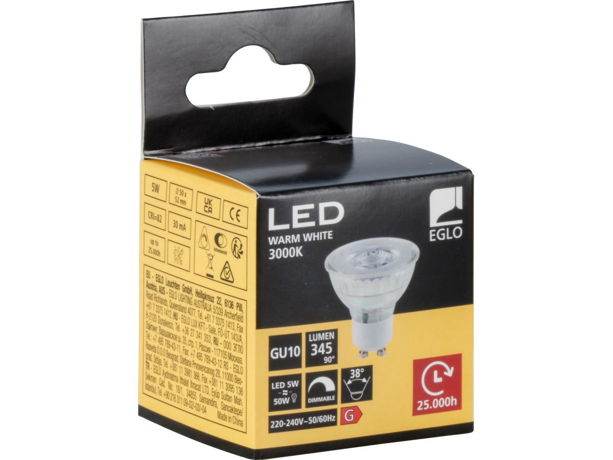 EGLO Leuchtmittel LED GU10 110149 345 Lumen, dimmbar, 5W (9008606228744)