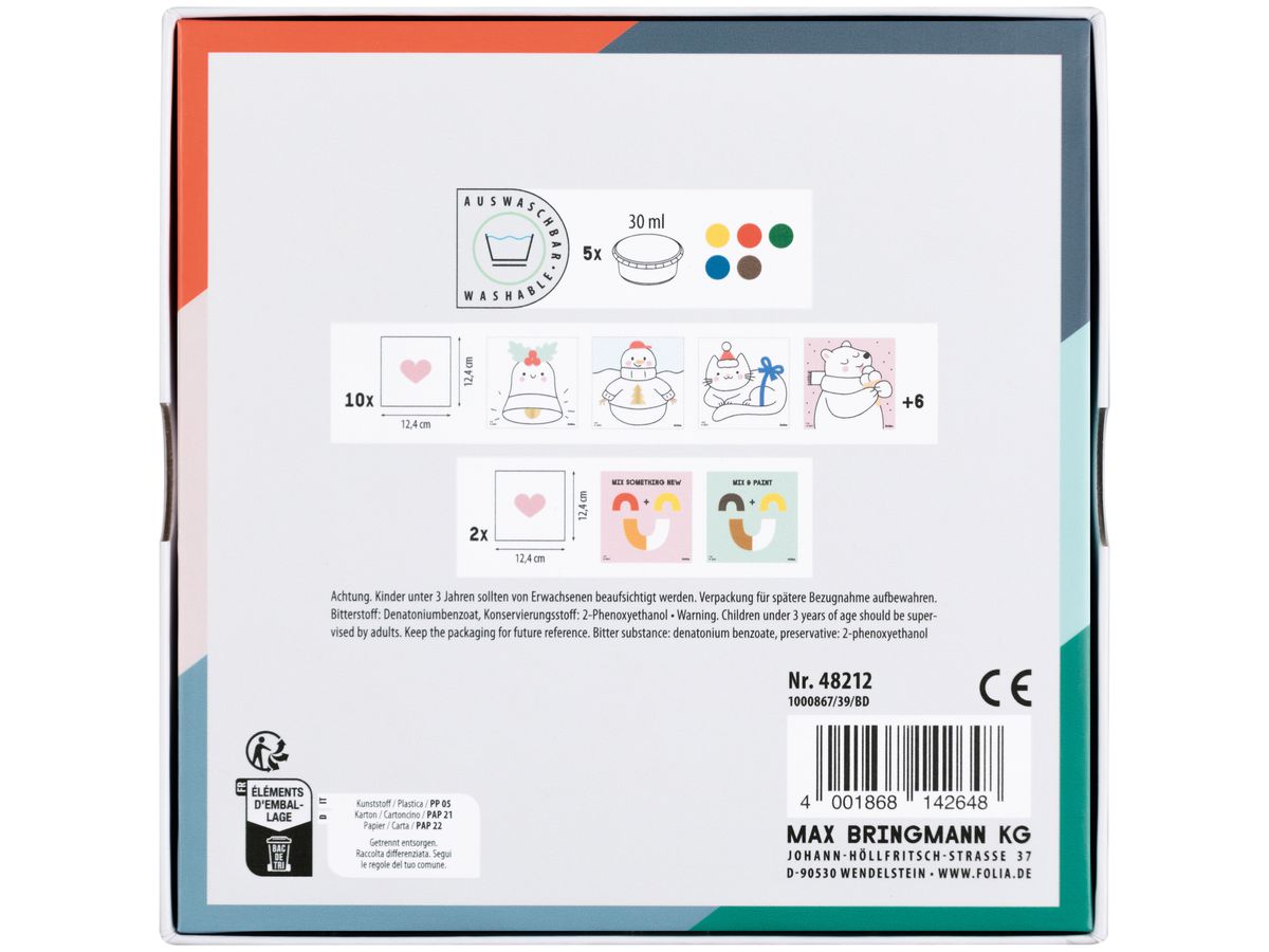 FOLIA Fingerfarben Winter 48212 5 Farben (4001868142648)