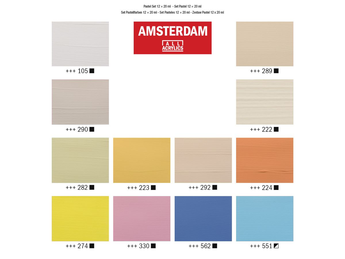 AMSTERDAM Standard Series Acryl Set 17820601 Pastel 12X20ml (8712079451196)