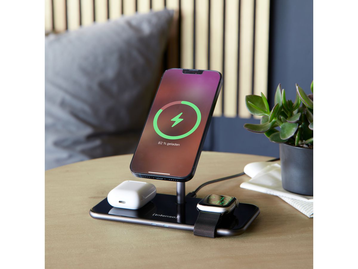 INTENSO Magnetic Wl Charg. Stand MB13 7410810 MagSafe comp., 3 in 1 black (4034303032709)