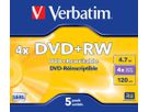 VERBATIM DVD+RW Jewel 4.7GB 43229 1-4x 5 Pcs (0023942432296)