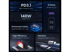 UGREEN USB Wallcharger Nexode 140W 90549 Bundle,GaN,USB-A+C,1.5m Cable (6957303895496)