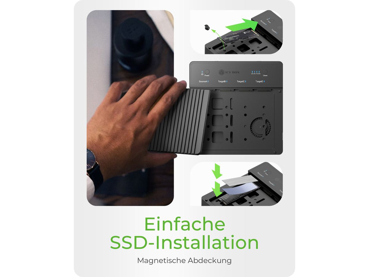 ICY BOX Docking & CloneStation IB-4013MCL-C4 4x M.2 NVMe SSD, USB4 (4250078174868)