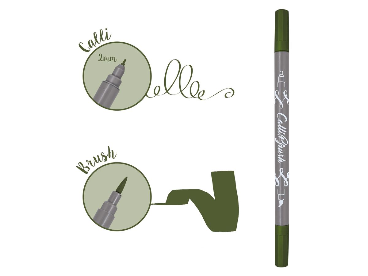 ONLINE Callibrush Pen Double Tip 2mm 19071/6 Olive (4014421190710)