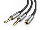 UGREEN Audio Cable 3.5mm Fem./2 Male 20899 aluminum Case, Black (6957303828999)