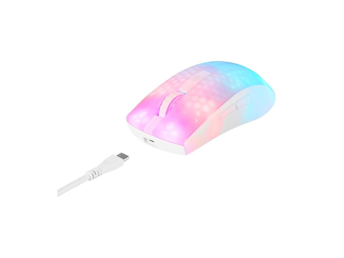 DELTACO Lightweight Mouse Wirel.RGB GAM-145-W Semi-Transparent, WM89,White (7333048058621)