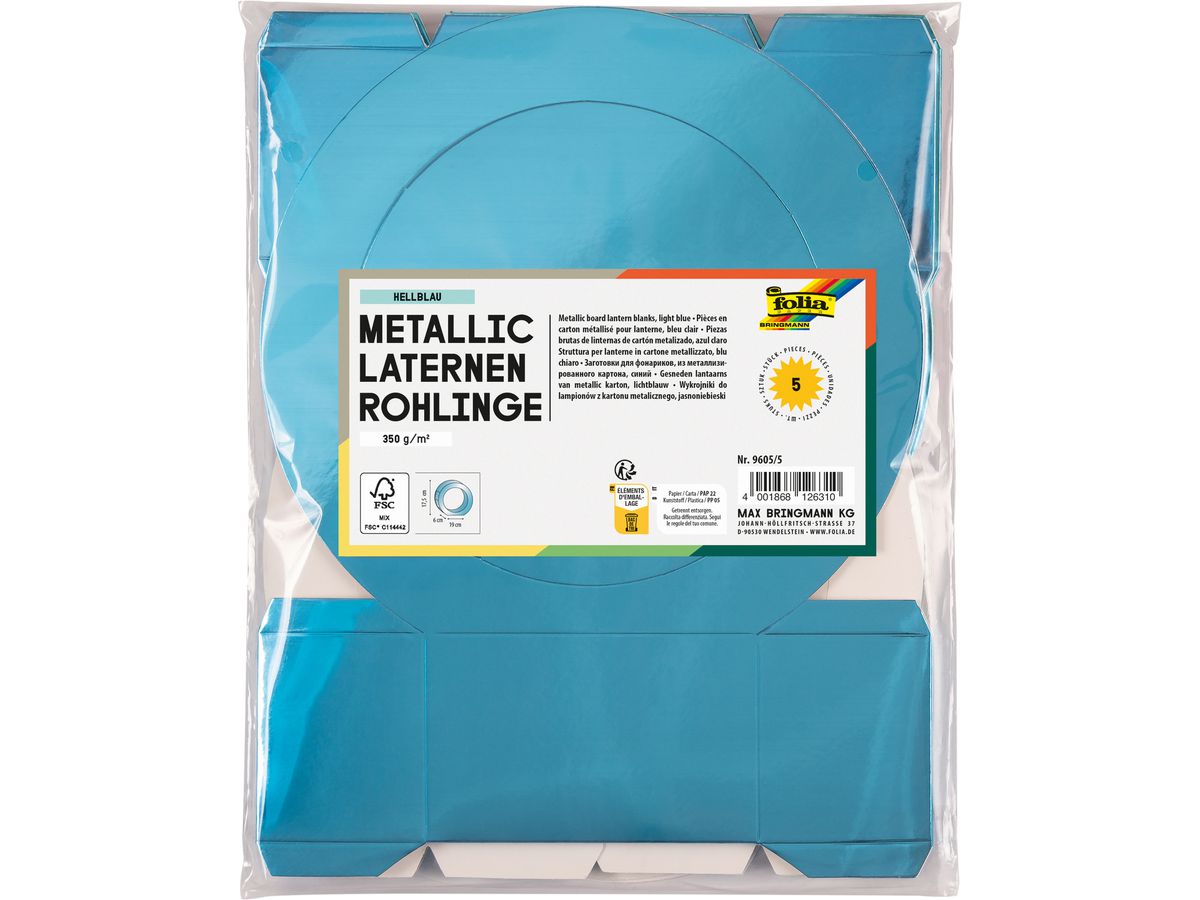 FOLIA Gabarit lanterne 19cm 9605/5 bleu chair 5 pieces (4001868126310)