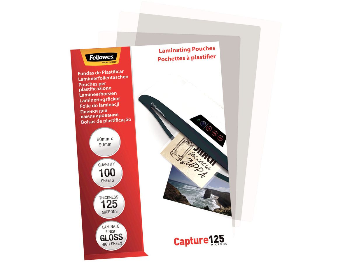 FELLOWES Pelicole per lamin. 60x90mm 5397402 lucido, 125my 100 pezzi (0043859526338)