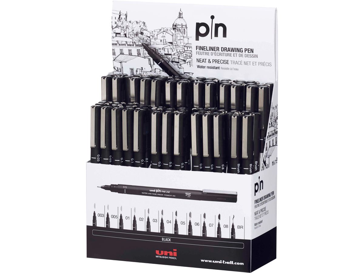 UNI-BALL Fineliner Pin PIN-200(S)/6D noir 72 pcs. (4902778234570)