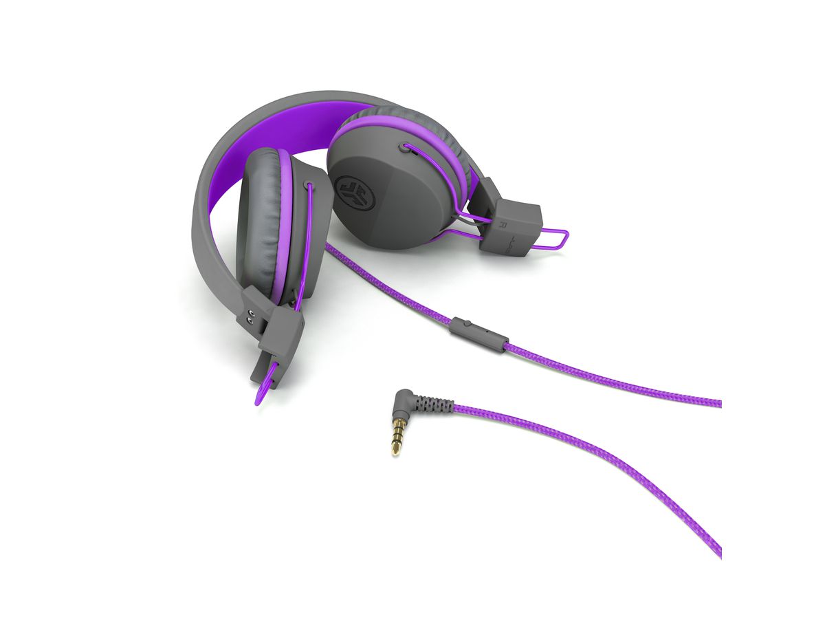 JLAB JBuddies Studio Kids On-Ear IEUHJKSTUDIORGRYPRP6 Wired, Grey/Purple (0812887015431)