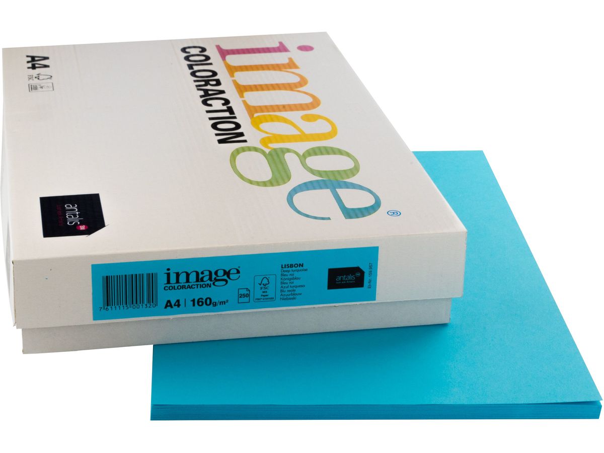 IMAGE COLORACTION Papier à copier Lisbon A4 266752 bleu roi, 160g 250 feuilles (7611115001320)