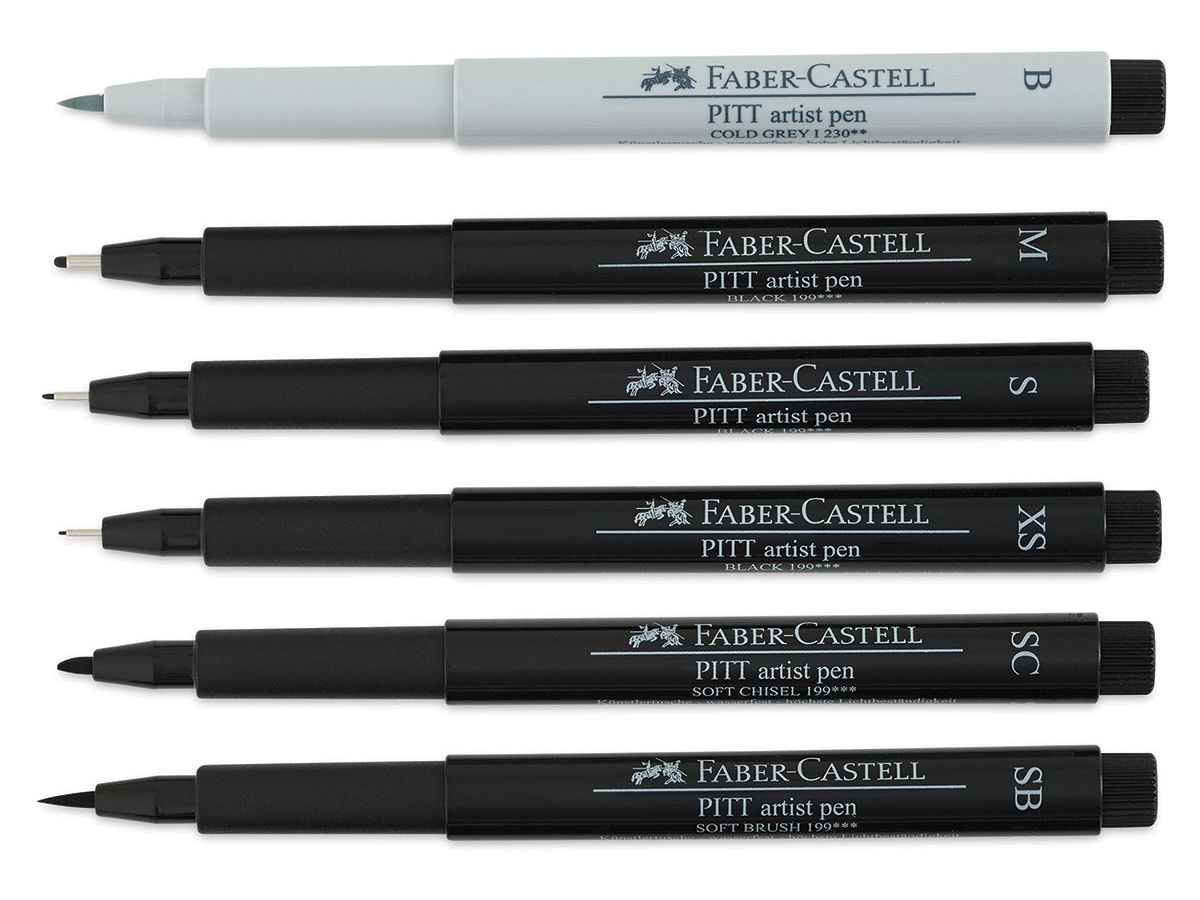 FABER-CASTELL Pitt Artist Pen Manga Mangaka 167124 schwarz 6 Stück (4005401671244)