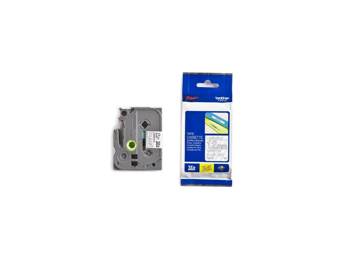 PTOUCH Nastro,plastific.bianco/chiaro TZe-135 PT-1280VP 12 mm (4977766684903)