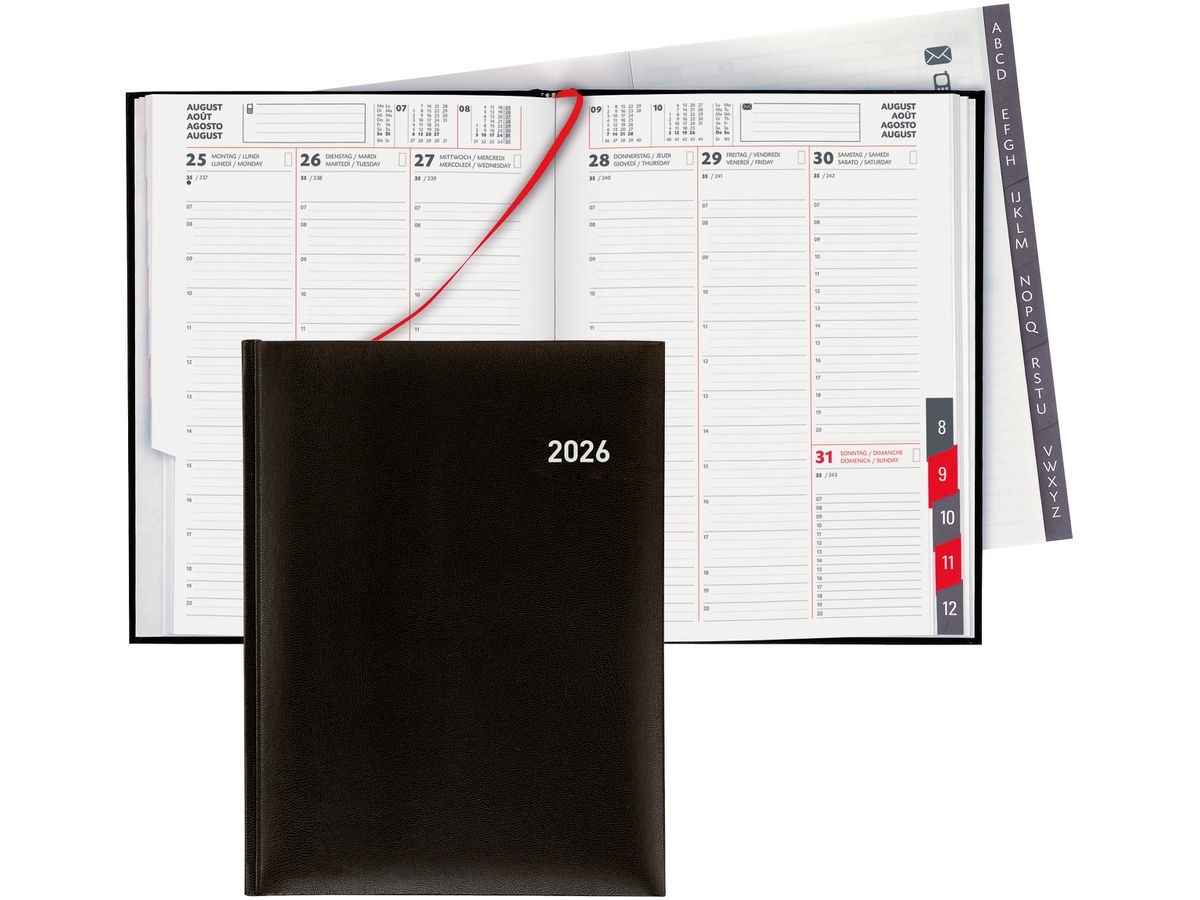 BIELLA Agenda Orario 2026 809301020026U 1S/2P nero ML 17.8x23.5cm (7611365524310)