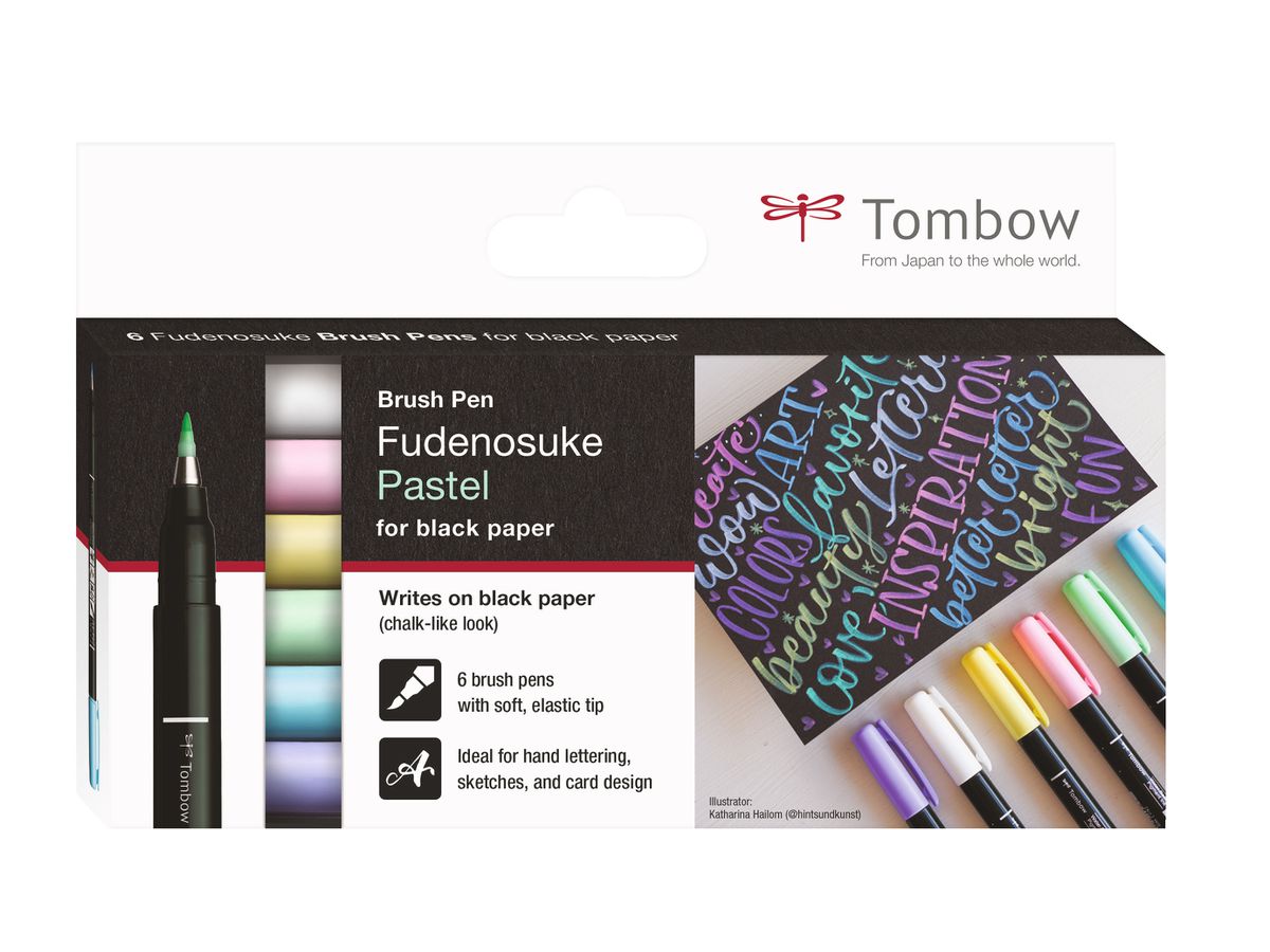 TOMBOW Set de calligraphie WS-BS WS-BS-6P Fudenosuke, pastel 6 pcs. (4003198111745)