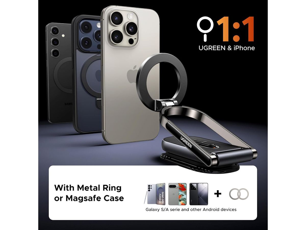 UGREEN Dashboard Magnetic Carcharge 65186 Phone Mount, Black (6941876261864)