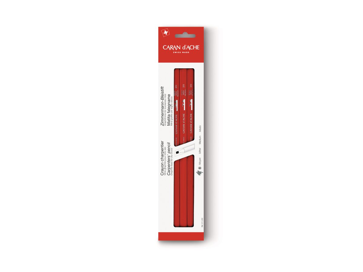 CARAN D'ACHE Bleistift Zimmermann 25cm 211.372 rot 3 Stück (7610186453724)