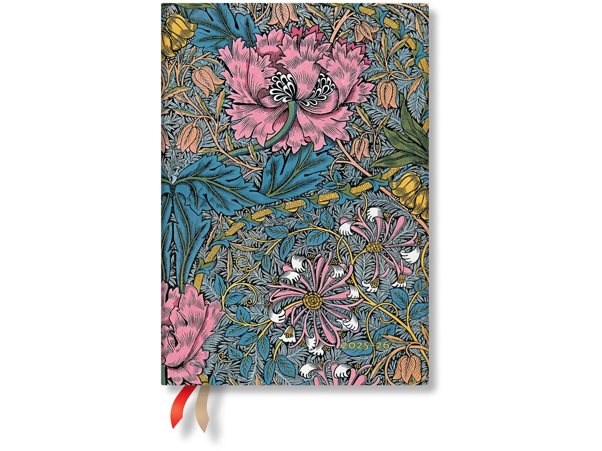 PAPERBLANKS Agenda Morris Hecke Midi 25/26 FD0665-8 1W/2S 18M DE HOR SC 13x18cm (9780349706658)