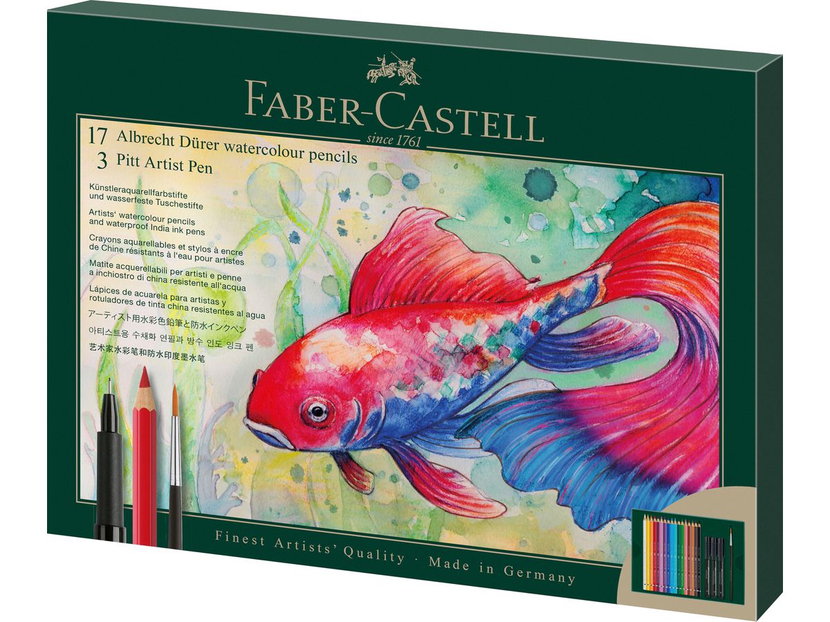 FABER-CASTELL Set Crayon & Pitt Artist Pen 217552 boîte en métal 21 pièces (4005402175529)