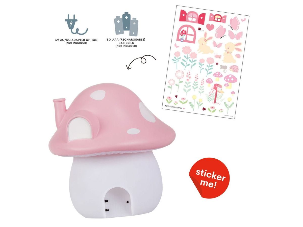 ALLC Nachtlicht mit Sticker NLMUMC24 Mushroom pink 17x19x17cm (8719033869363)