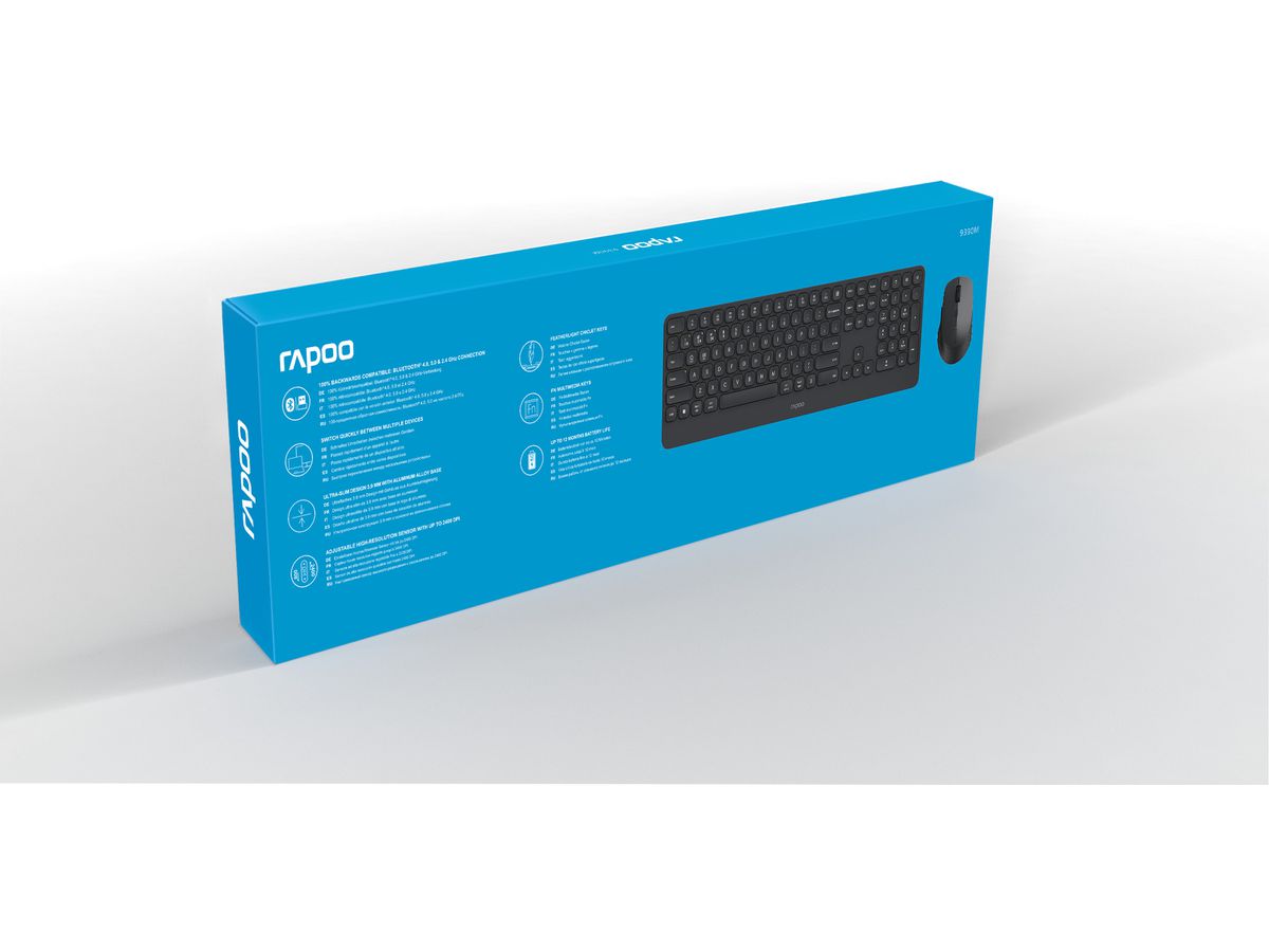 RAPOO 9390M Ultraslim Deskset 13134 Wireless Black (6940056131348)