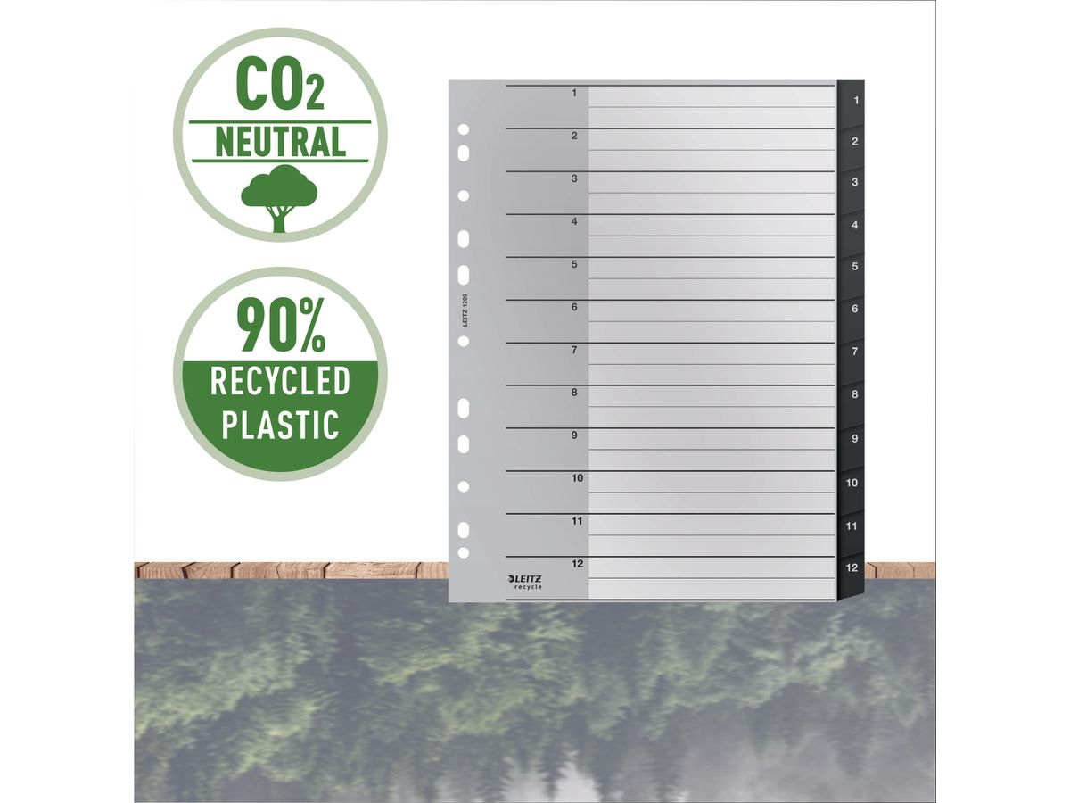 LEITZ Register PP Recycle A4+ 1209-00-00 schwarz 1-12 (4002432127108)