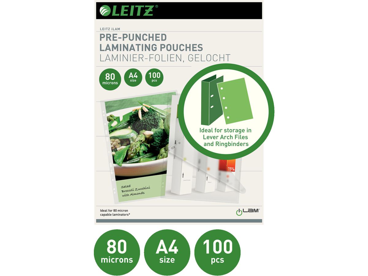 LEITZ Laminiertasche A4 16918 glanz, 80my 100 Stk (5411313169189)