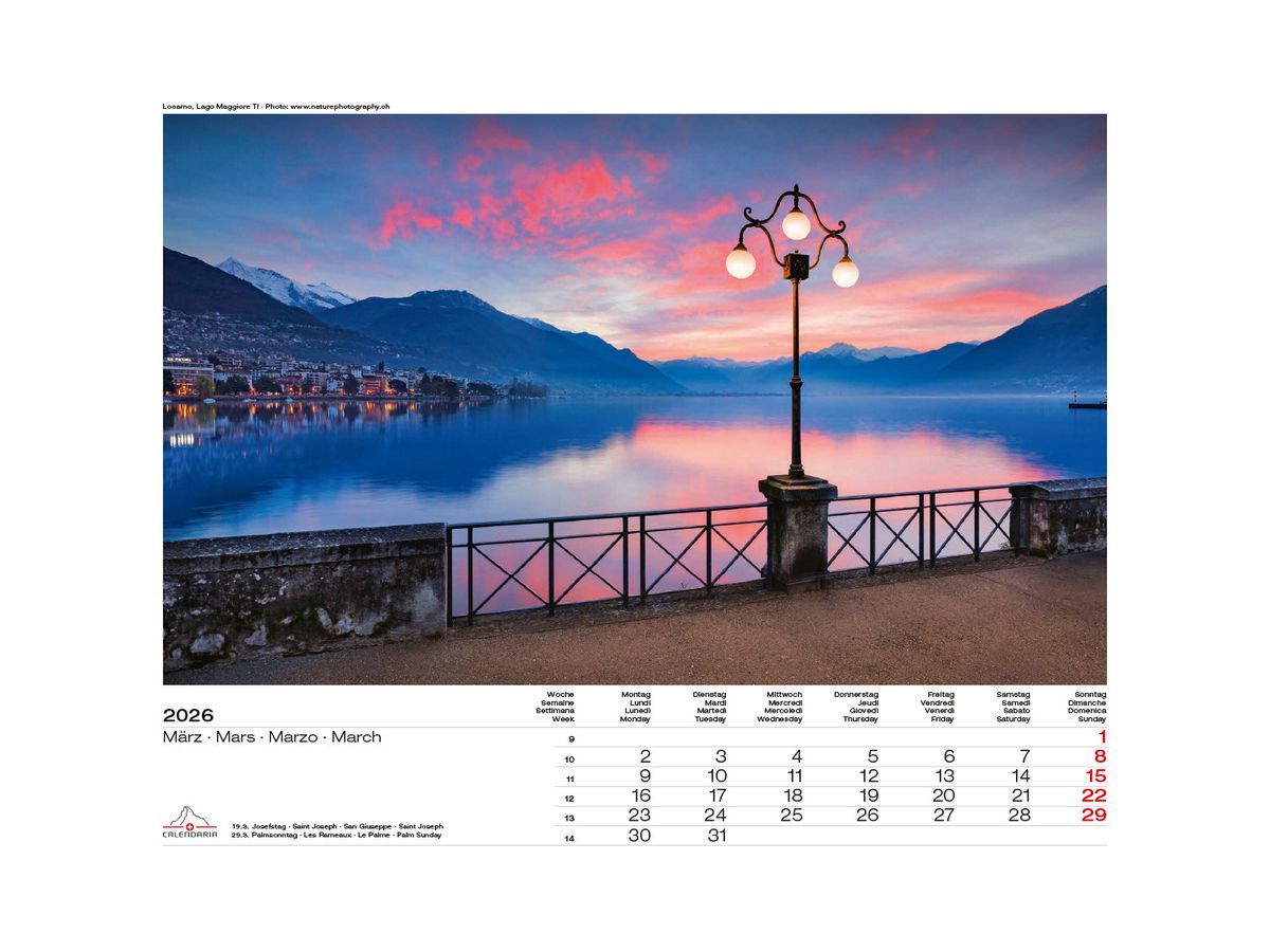 CALENDARIA Bildkalender 2026 9783036205083 Swiss Panorama ML 40x31cm (9783036205083)
