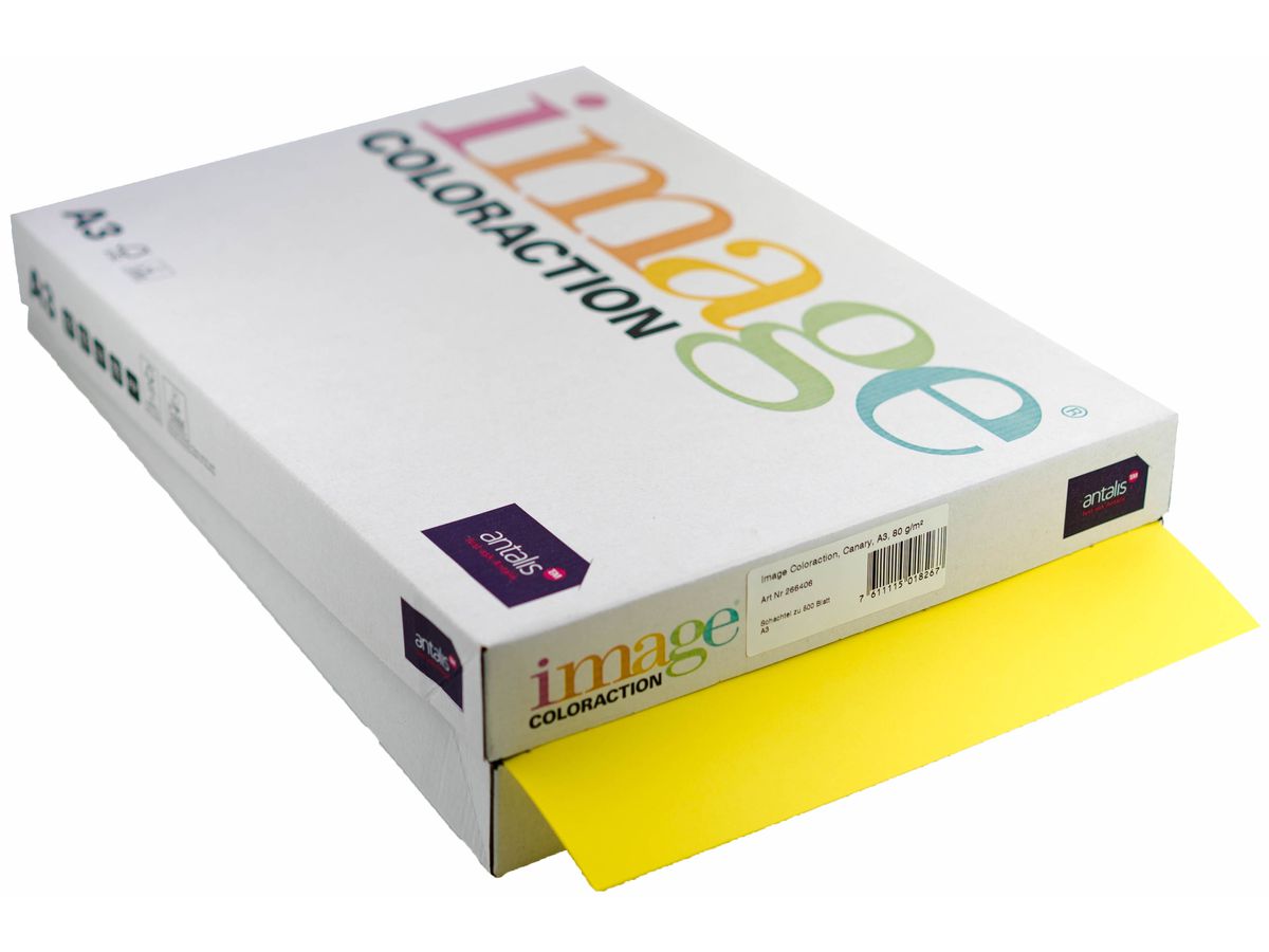 IMAGE COLORACTION Carta per copie Canary A3 266406 80g, giallo 500 fogli (7611115018267)