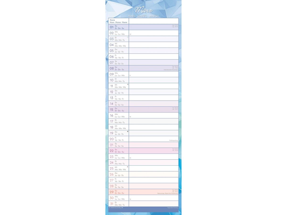 ALPHA EDITION Monatsplaner 2026 360413 Prisma 1M/1S ML 14.8x42cm (4069095004139)