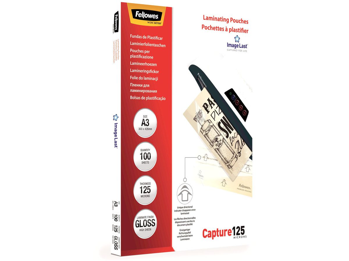 FELLOWES Laminiertasche A3 5307506 glanz, 125my 100 Stk (0077511530753)