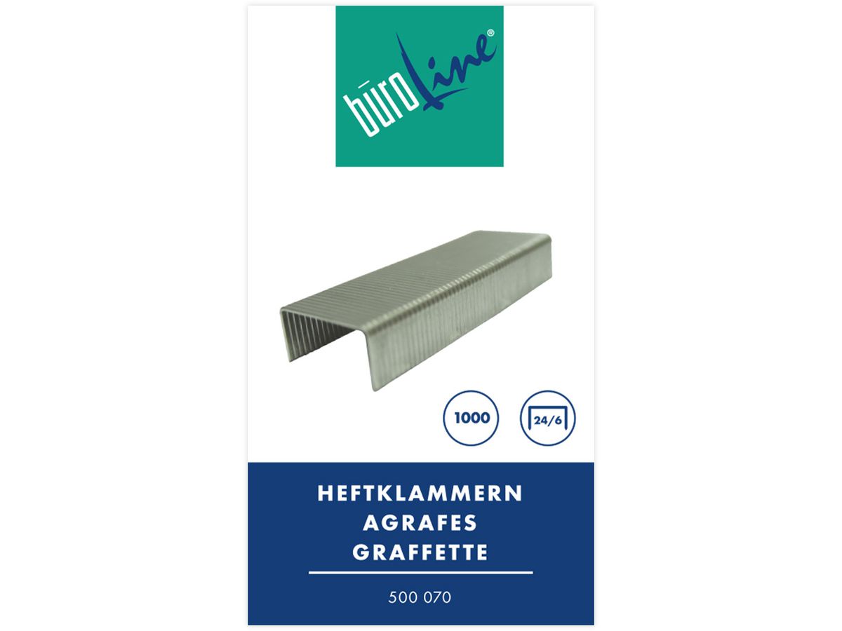 BÜROLINE Heftklammern 24/6mm 500070 1000 Stück (7612532012043)
