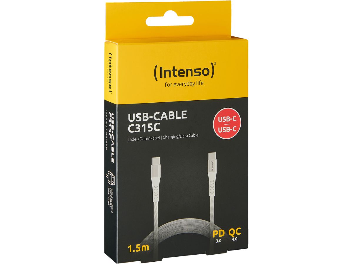 INTENSO Cable USB-C to USB C 7901002 1.5 m, Nylon white (4034303033775)