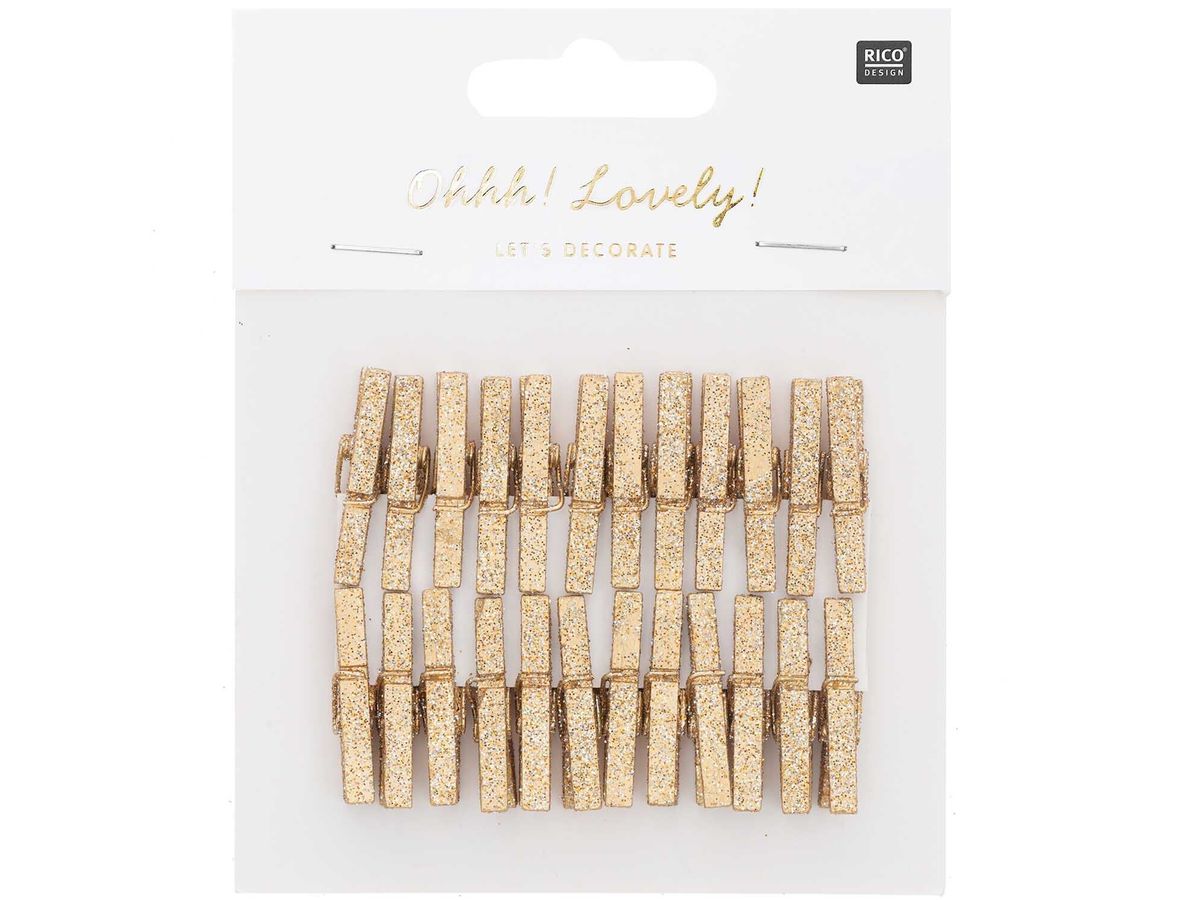 RICO DESIGN Clip decorative glitter 3cm 7040.30.88 gold 24 pezzi (4051271476106)