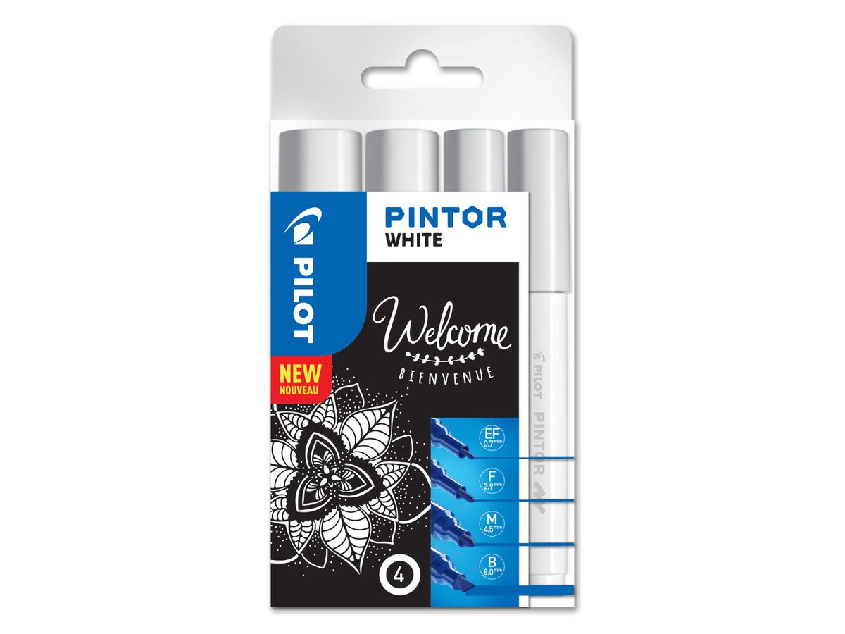 PILOT Marker Set Pintor B/M/F/EF S4/0537465 blanc, 4 pcs. (3131910537502)