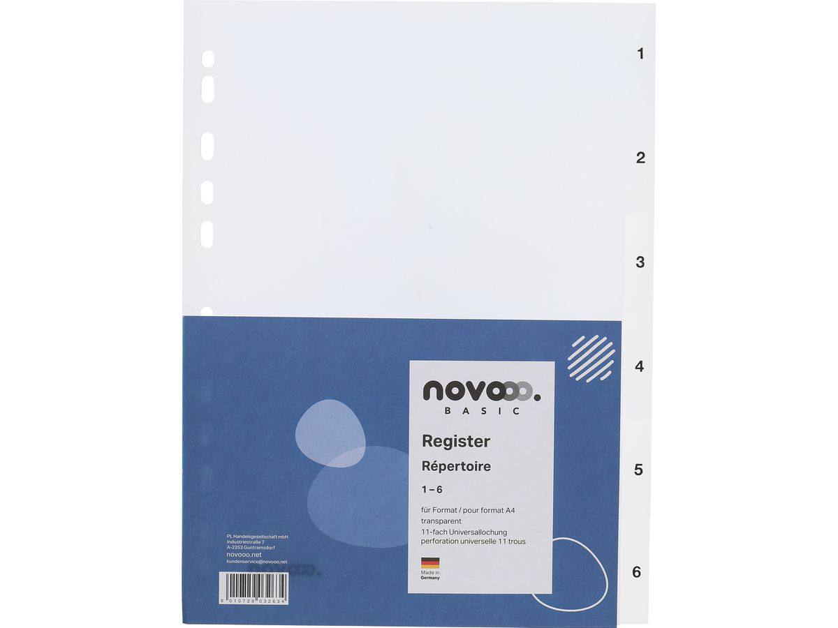 NOVOOO Register PP A4 41003 transparent 1-6 (9010729032634)
