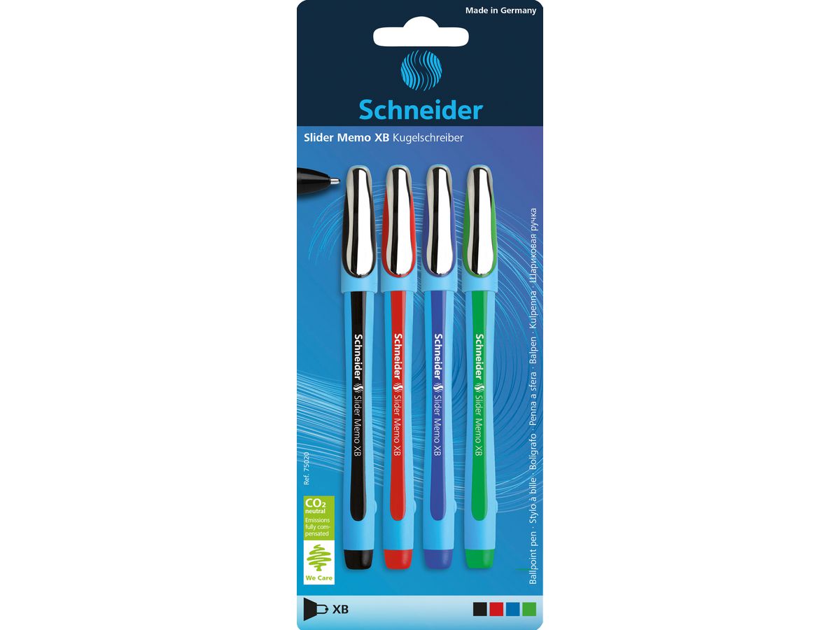 SCHNEIDER Penna sfera Slider Memo XB 75020 ass., 4 pezzi (4004675067593)