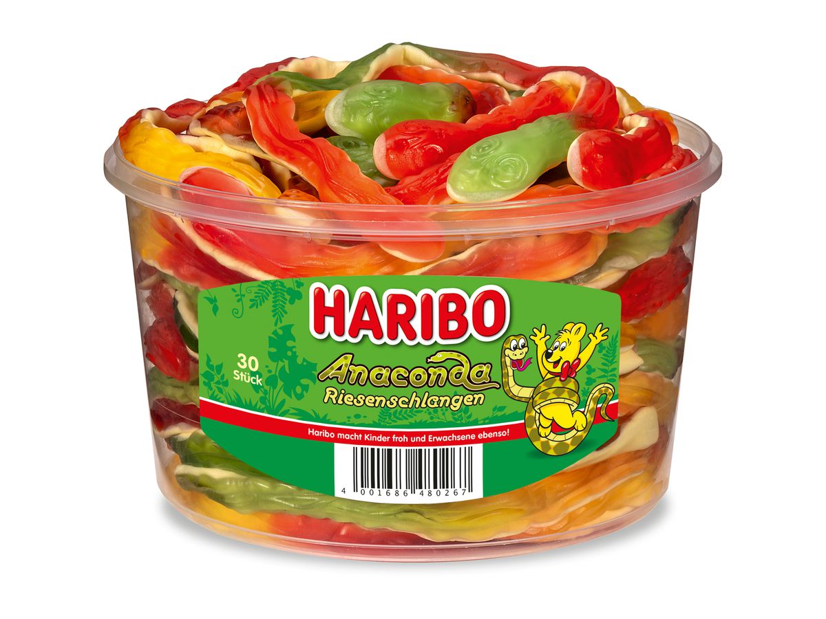 HARIBO Serpent géant Anaconda 60503 Boîte 1200g, 30 pcs. (4001686480267)