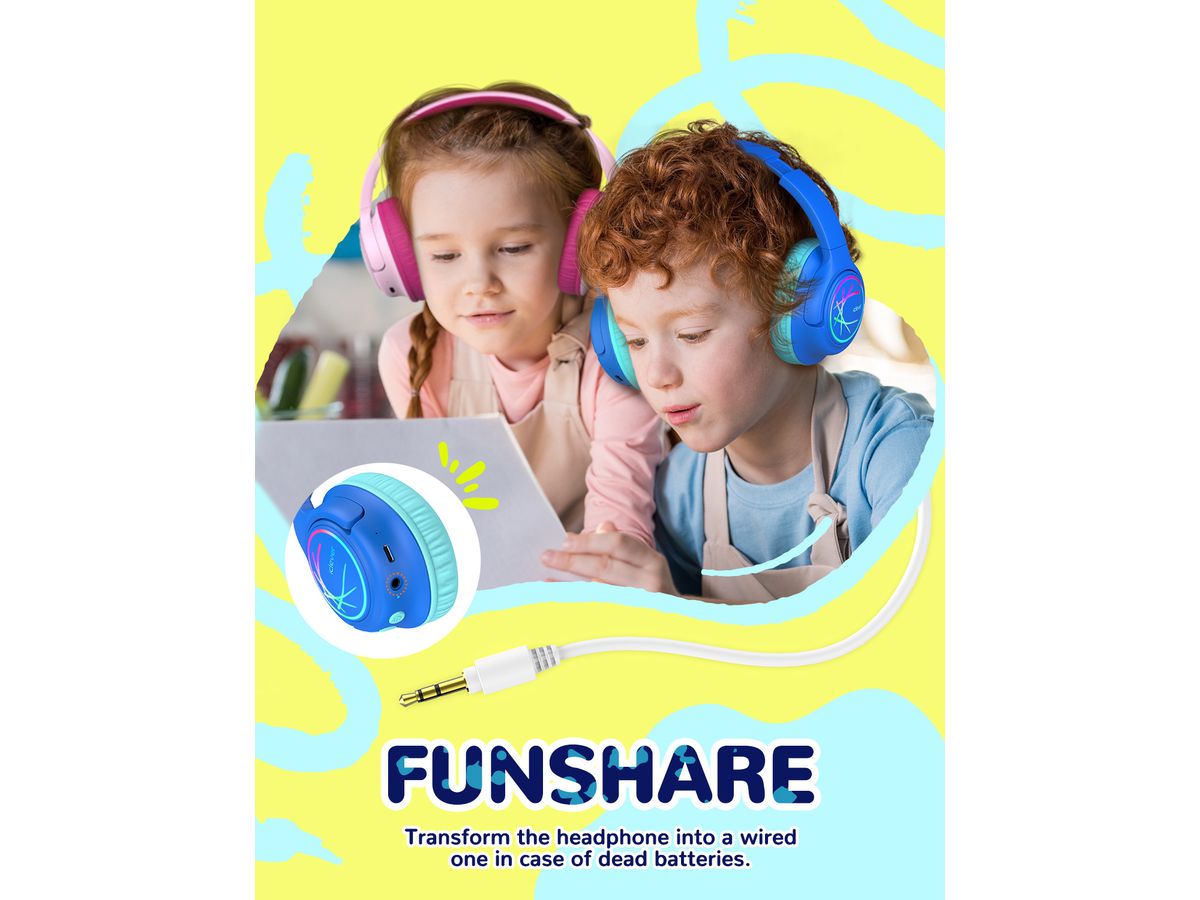 ICLEVER Kids Bluetooth Headphones C10-2083N-21 BTH18, LED, 43h, blue (6934911794465)