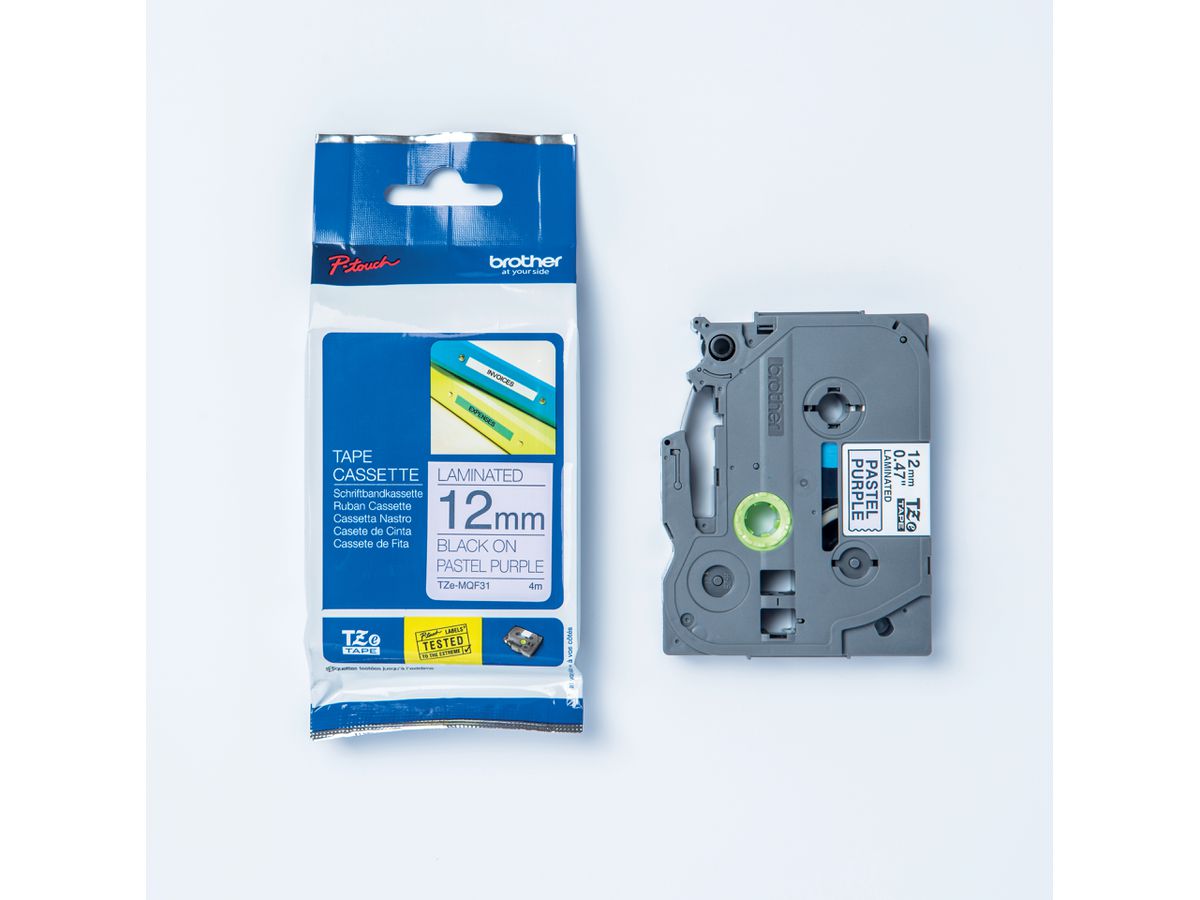 PTOUCH Ruban, laminé noir/lila.pa TZe-MQF31 PT-DV600VP 12 mm (4977766770521)