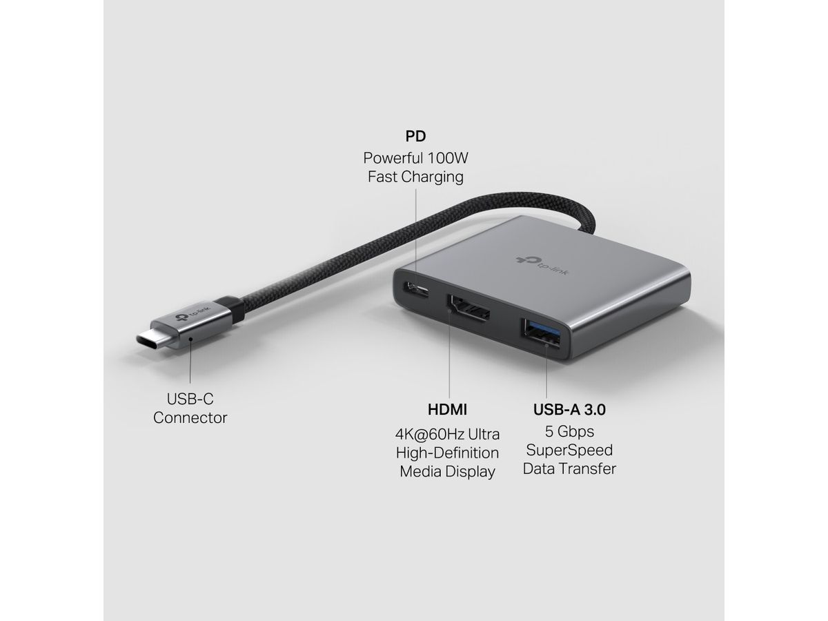 TP-LINK USB-C 3-Port Hub UH3020C HDMI 4K,USB-A, PD 100W (1210002600071)